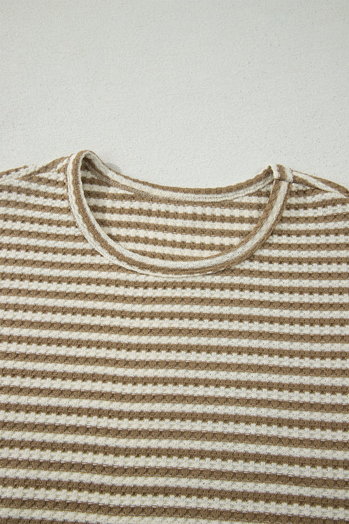 Beige/Brown Striped Short Set