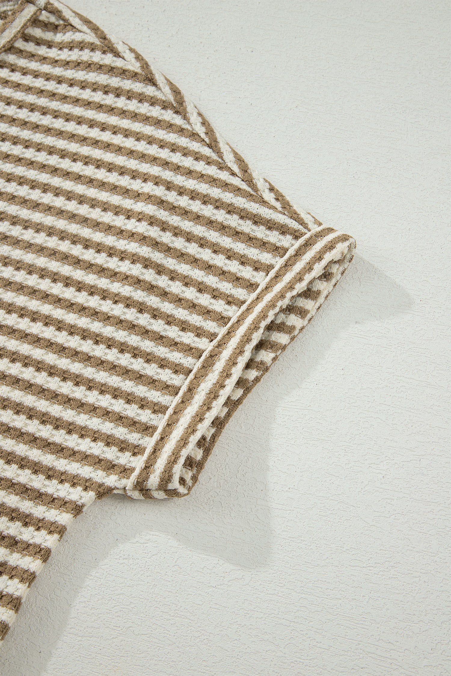 Beige/Brown Striped Short Set