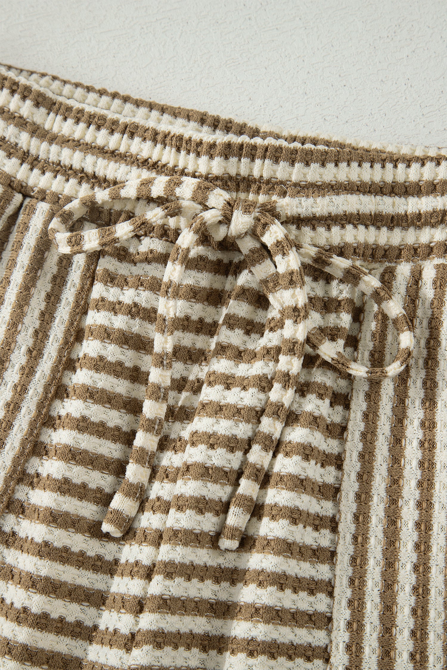 Beige/Brown Striped Short Set