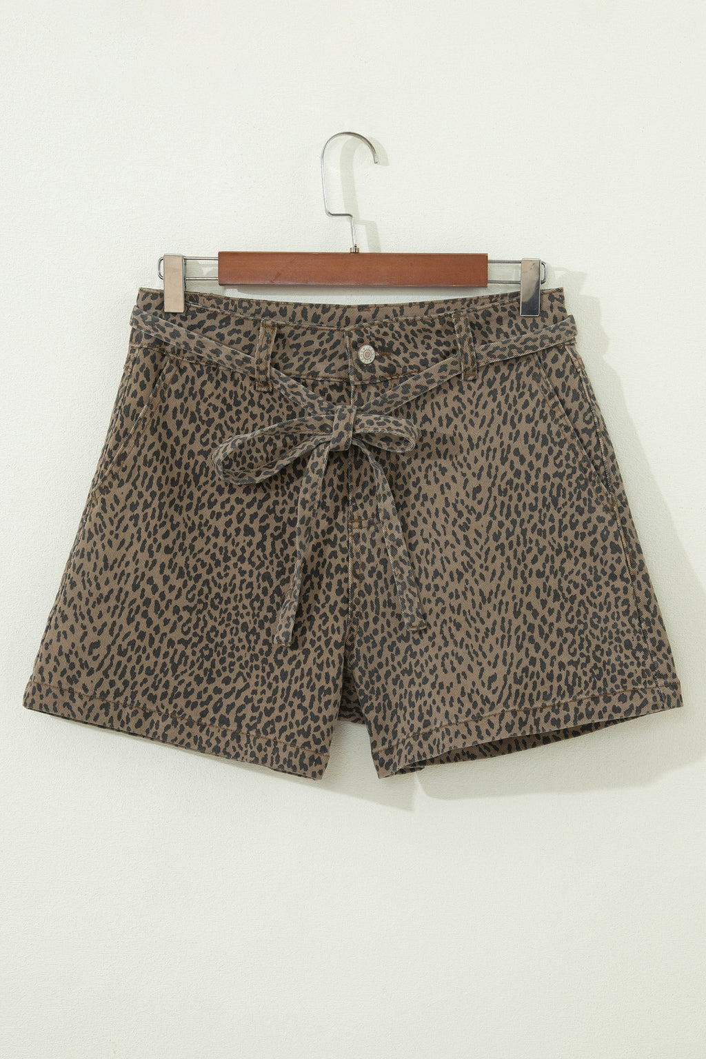 Leopard Print Denim Shorts