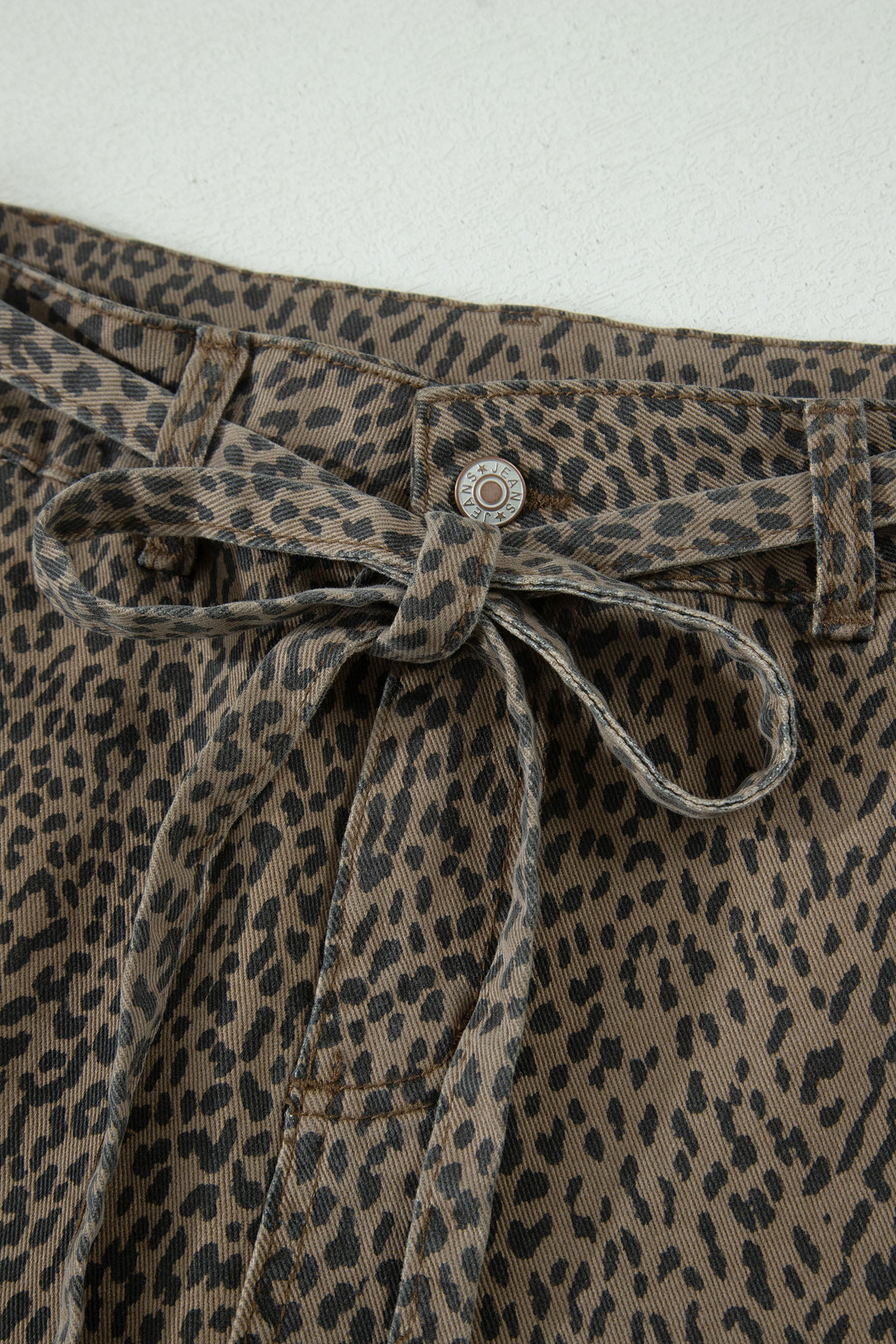 Leopard Print Denim Shorts
