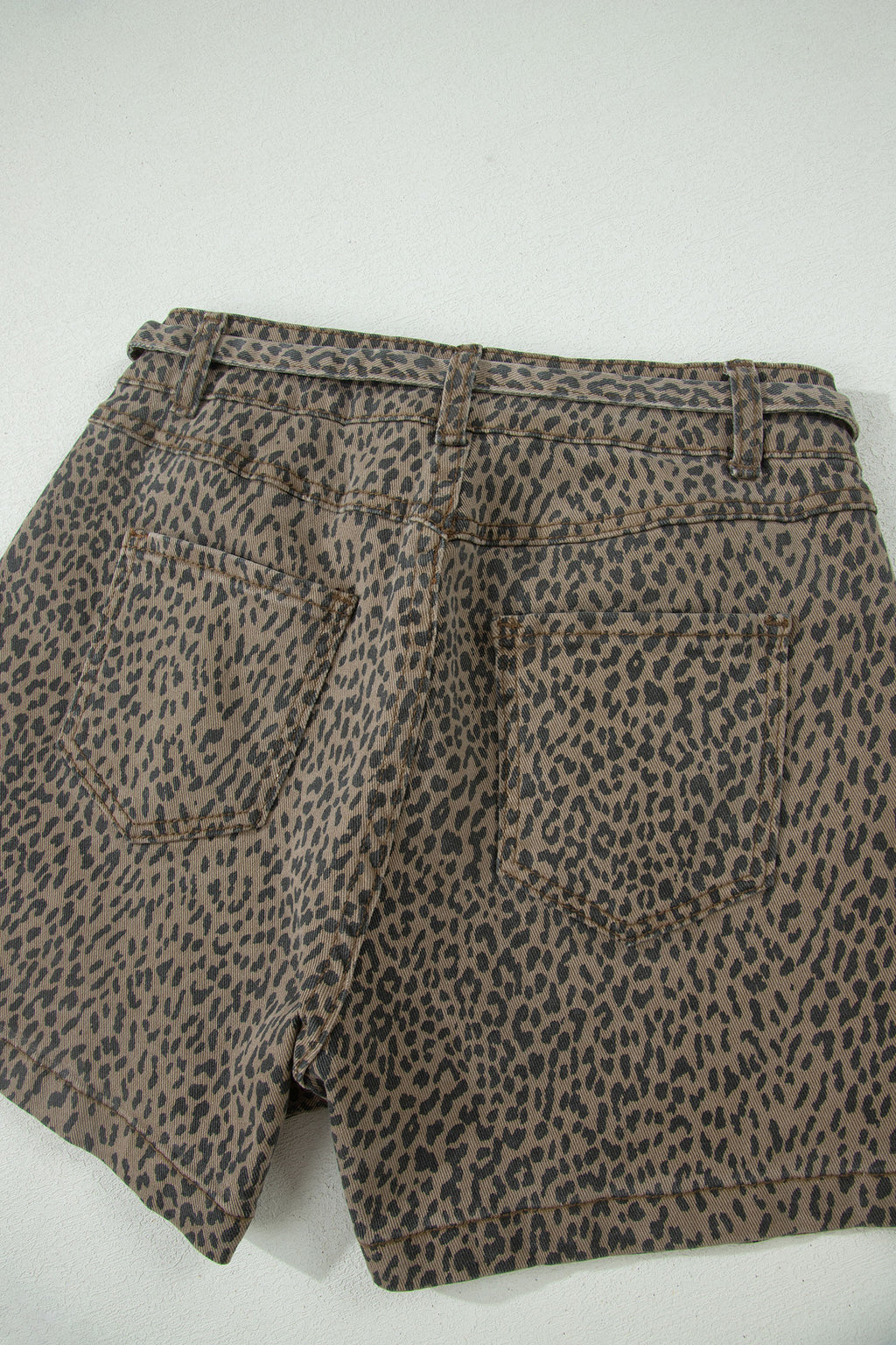 Leopard Print Denim Shorts