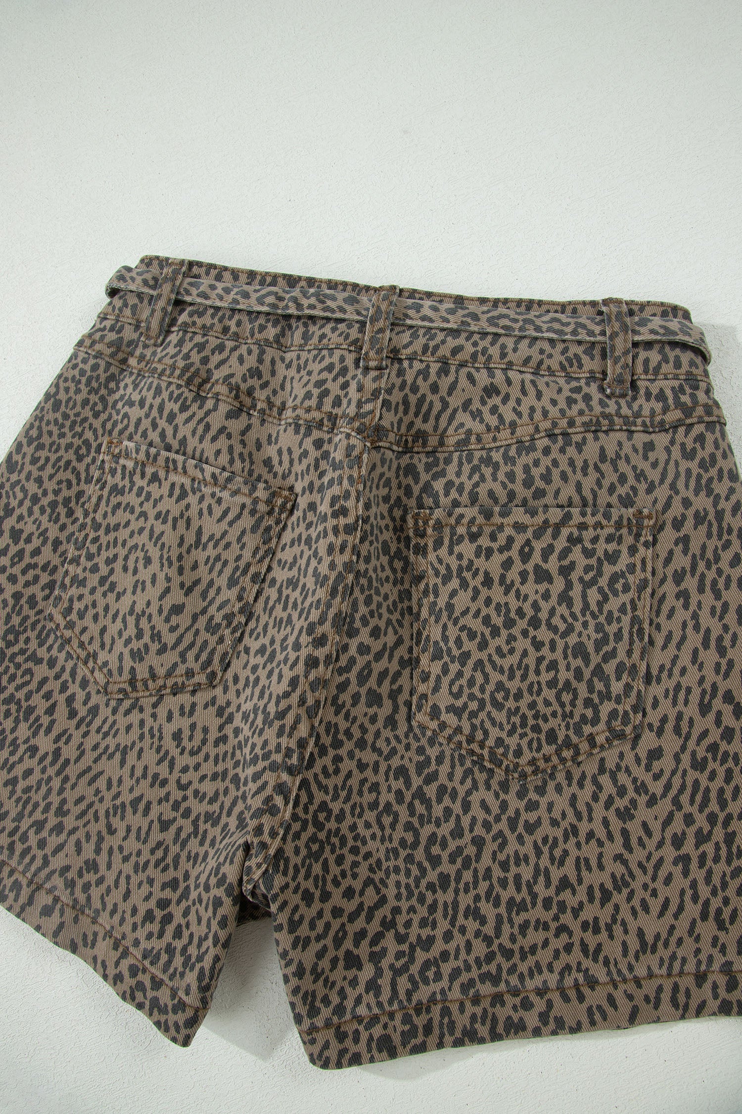 Leopard Print Denim Shorts
