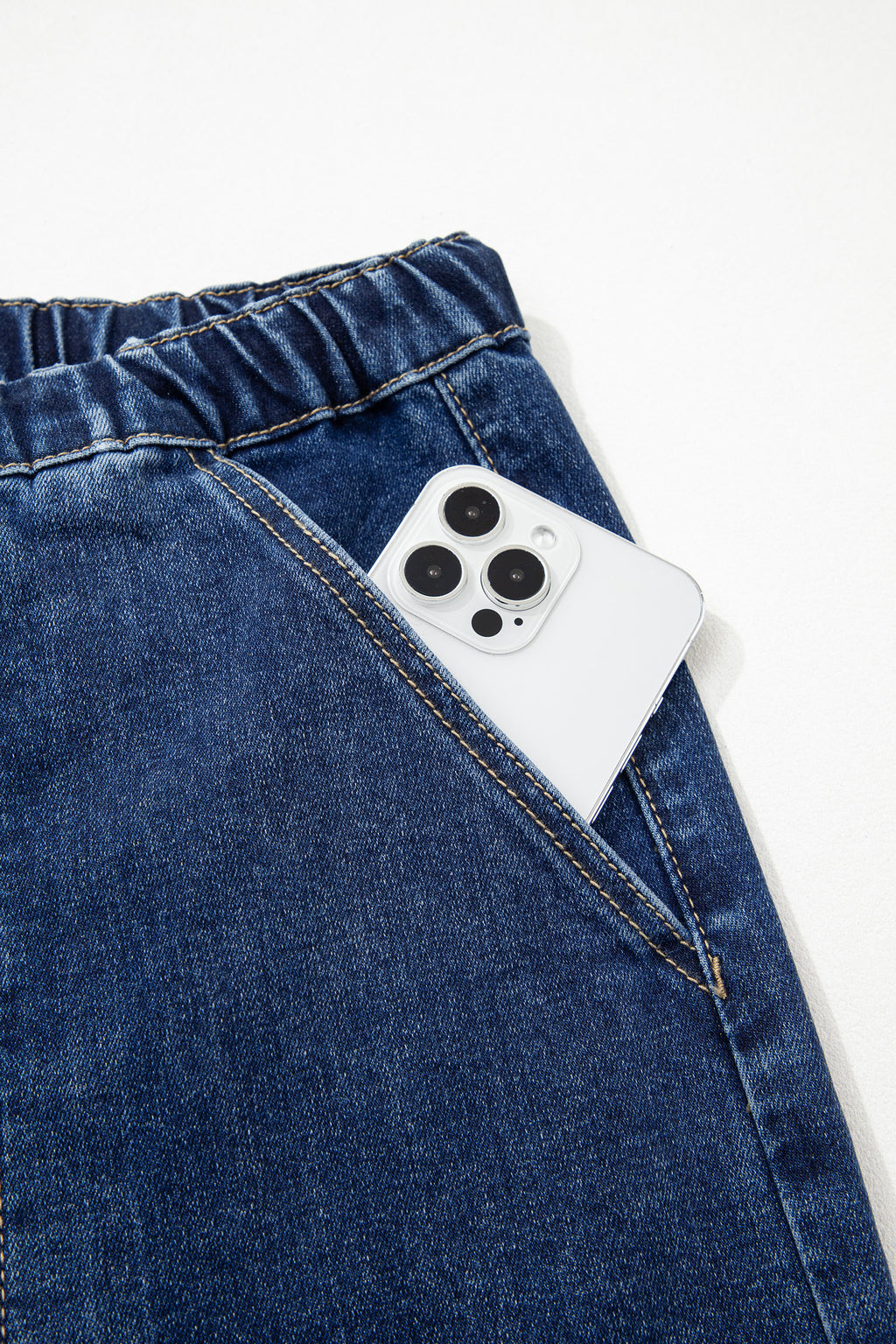 Drawstring Wide Leg Denim Pant