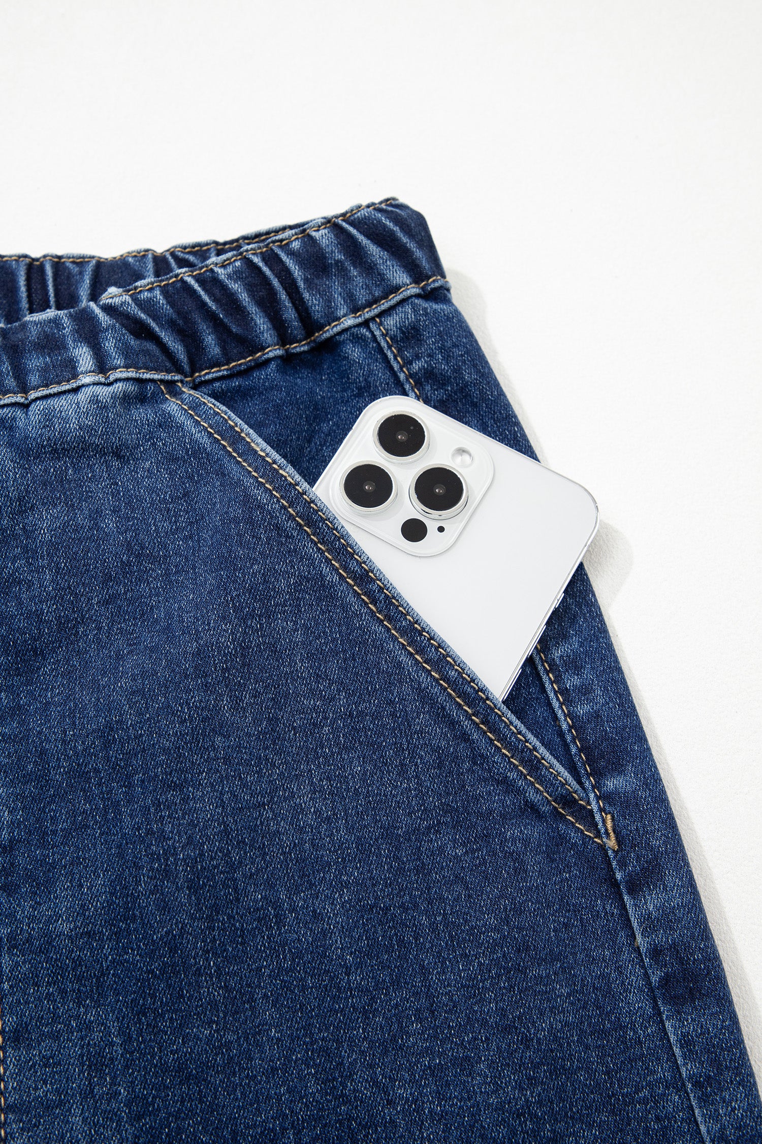 Drawstring Wide Leg Denim Pant