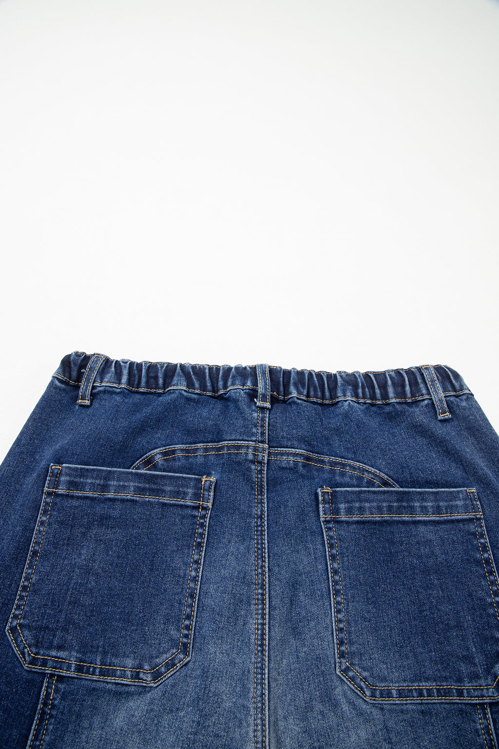 Drawstring Wide Leg Denim Pant