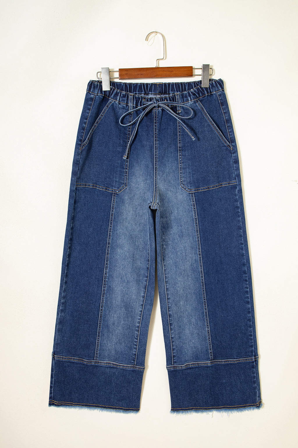 Drawstring Wide Leg Denim Pant