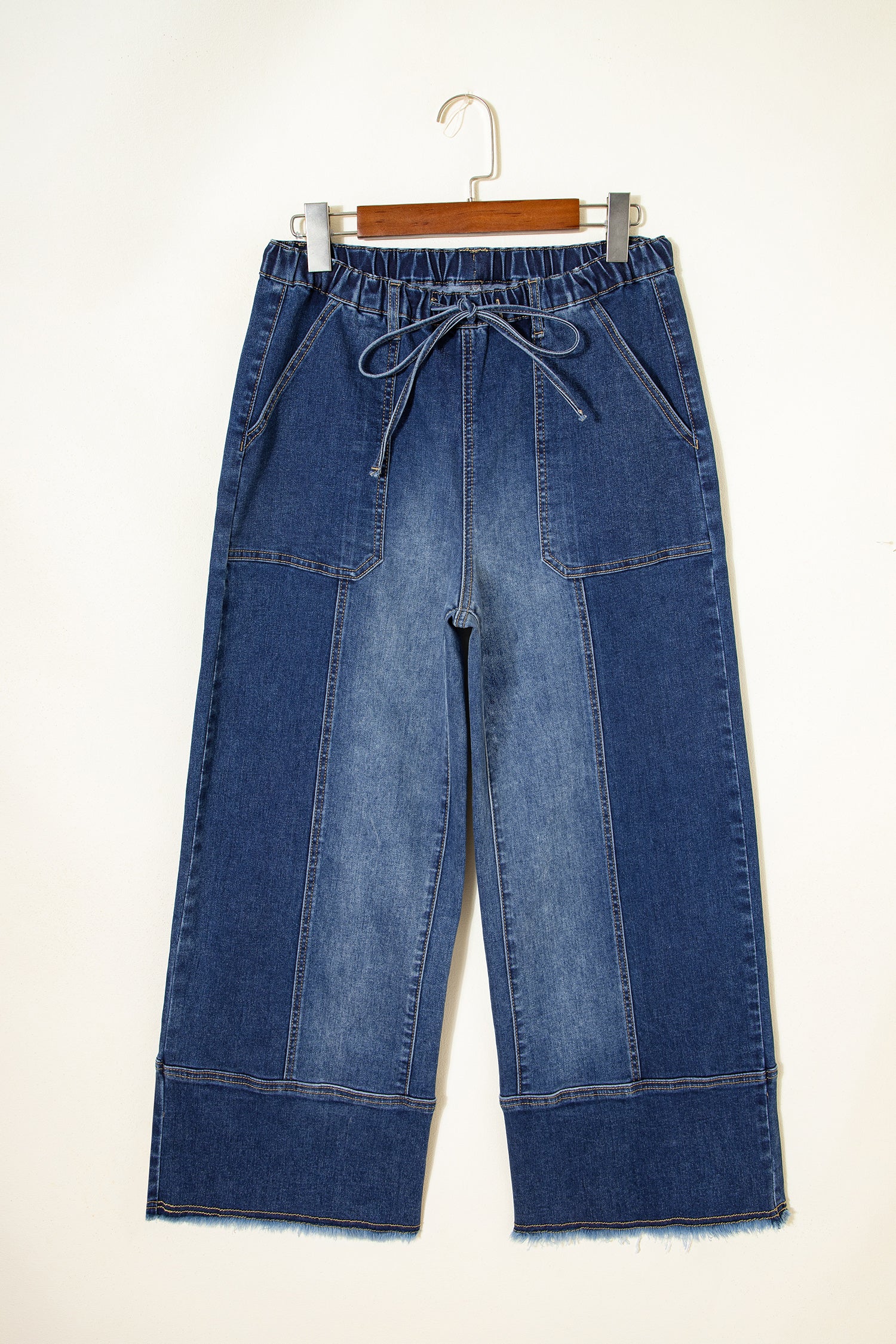 Drawstring Wide Leg Denim Pant