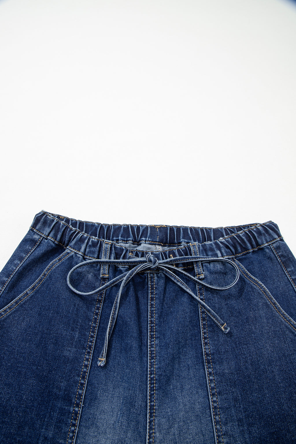 Drawstring Wide Leg Denim Pant