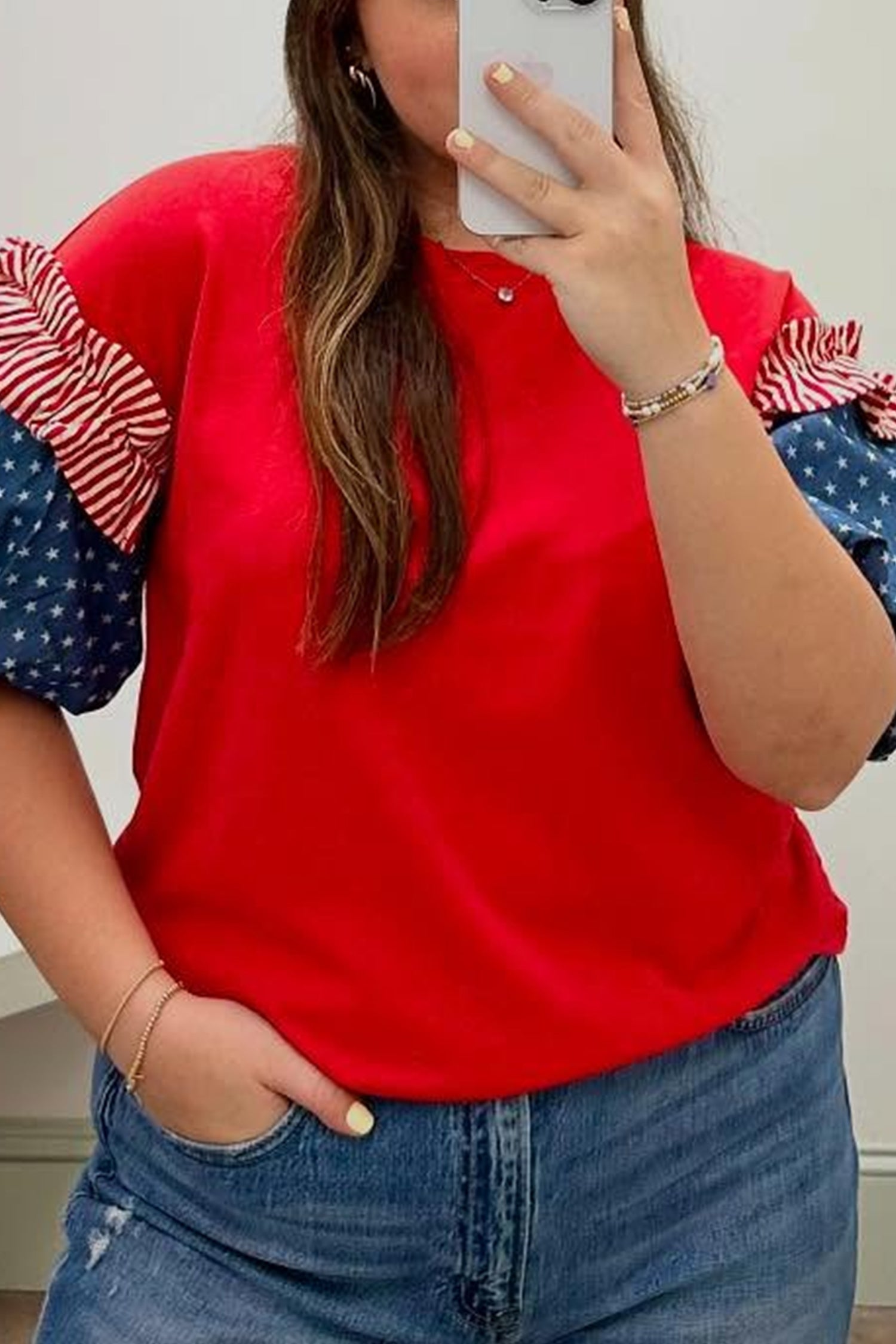 Patriotic Ruffle Sleeve Top