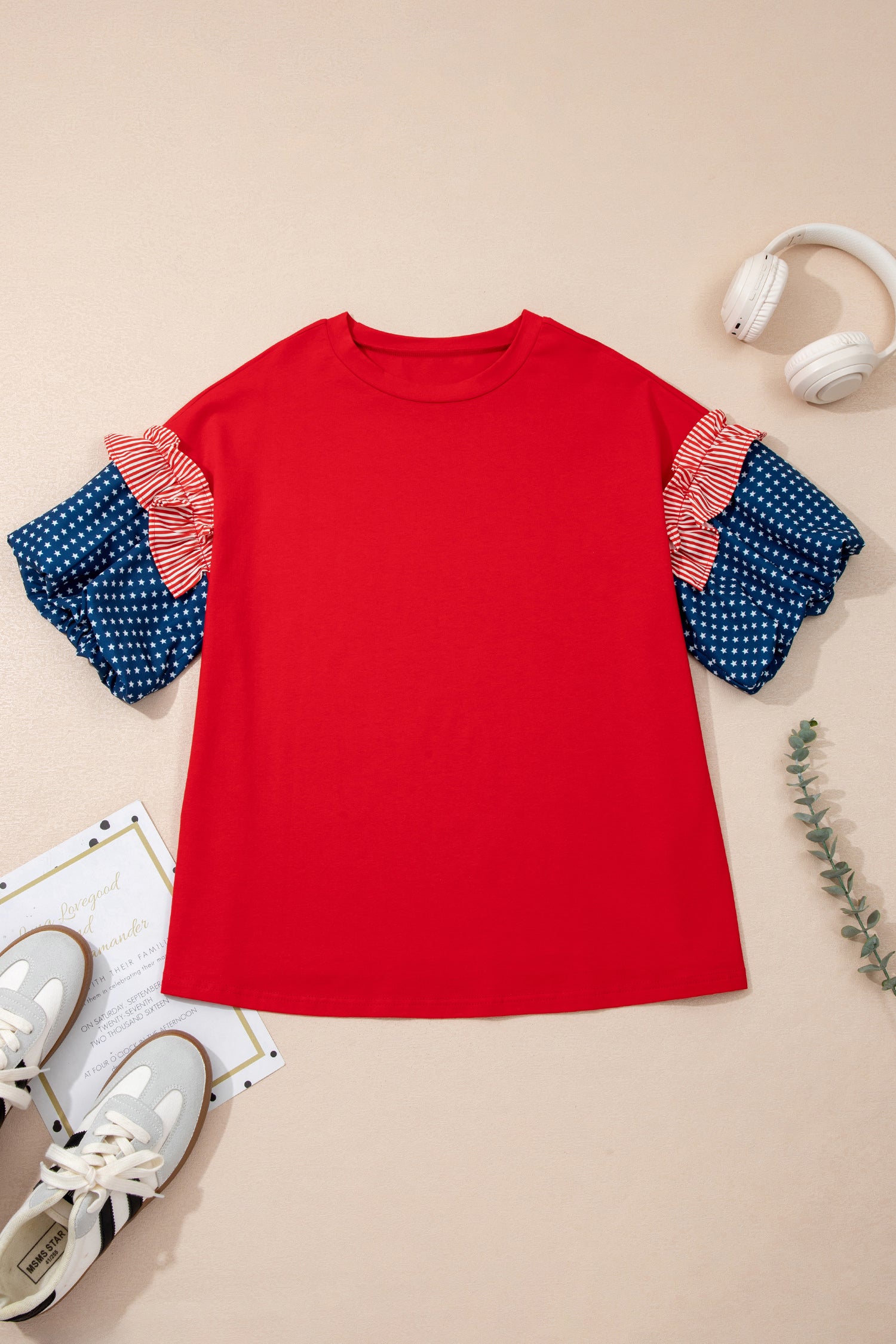 Patriotic Ruffle Sleeve Top