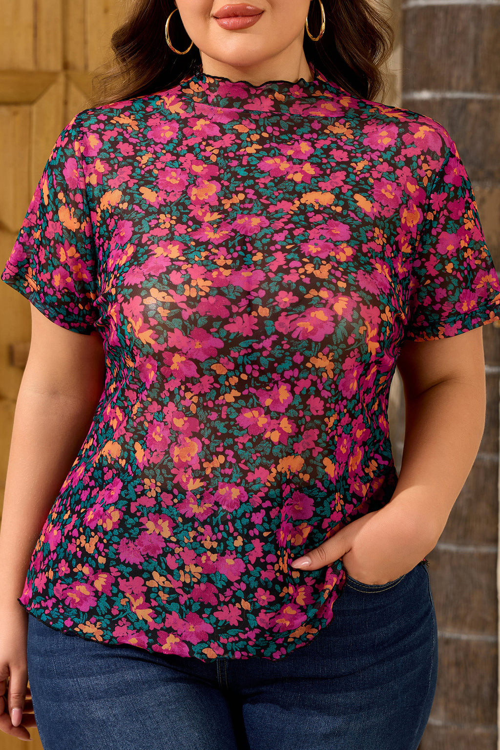 Midnight Bloom Mesh Top