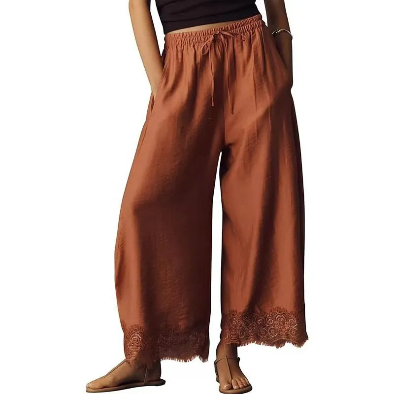 Orange Lace Trim Pants